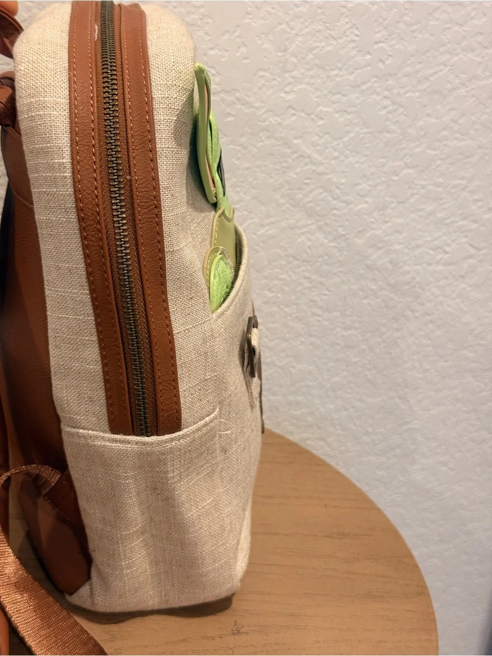 Star Wars The Child (Grogu) Beige Canvas Backpack with‎ Green Accent
